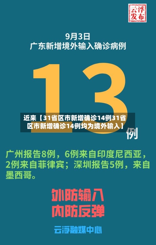 近来【31省区市新增确诊14例31省区市新增确诊14例均为境外输入】-第1张图片